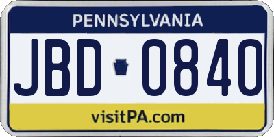 PA license plate JBD0840