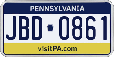 PA license plate JBD0861