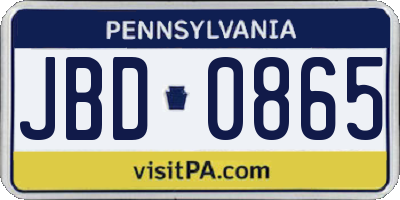 PA license plate JBD0865