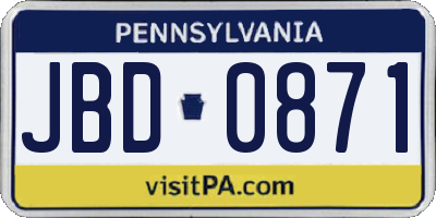 PA license plate JBD0871