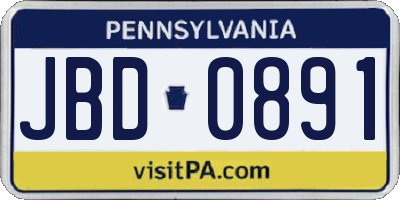 PA license plate JBD0891