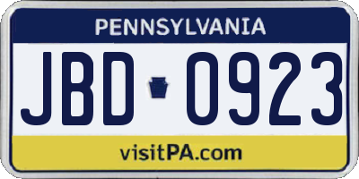 PA license plate JBD0923