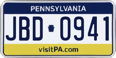 PA license plate JBD0941