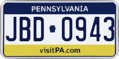 PA license plate JBD0943