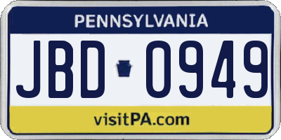 PA license plate JBD0949