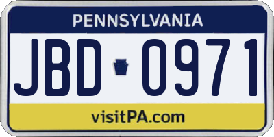 PA license plate JBD0971