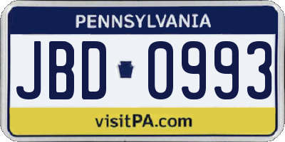 PA license plate JBD0993