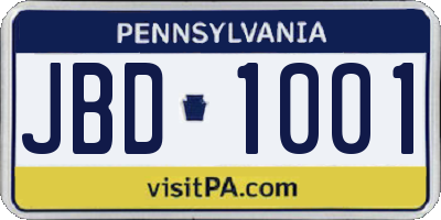 PA license plate JBD1001