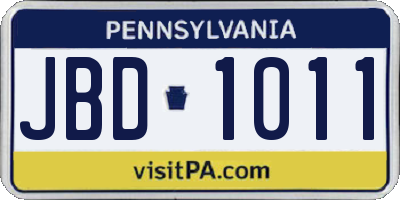 PA license plate JBD1011