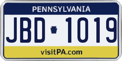 PA license plate JBD1019