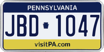 PA license plate JBD1047