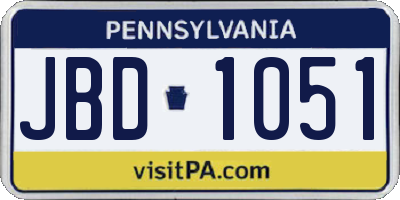 PA license plate JBD1051