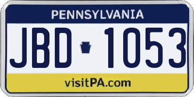 PA license plate JBD1053
