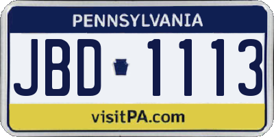 PA license plate JBD1113
