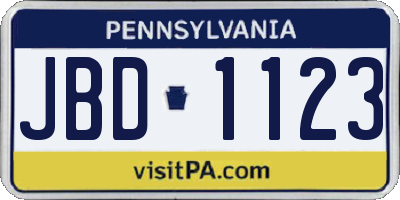 PA license plate JBD1123
