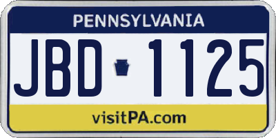 PA license plate JBD1125
