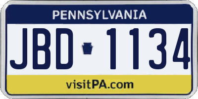 PA license plate JBD1134
