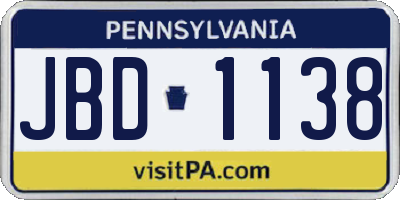 PA license plate JBD1138