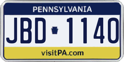 PA license plate JBD1140