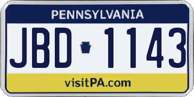 PA license plate JBD1143