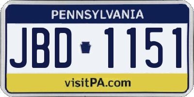 PA license plate JBD1151