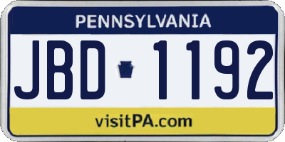PA license plate JBD1192
