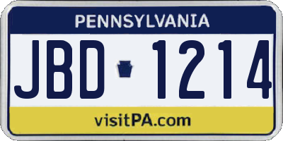 PA license plate JBD1214