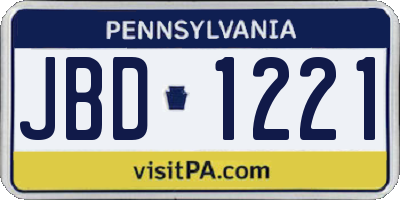 PA license plate JBD1221