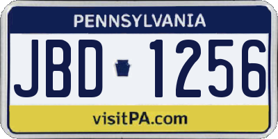 PA license plate JBD1256