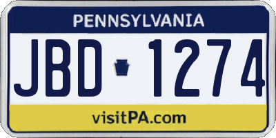 PA license plate JBD1274