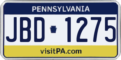 PA license plate JBD1275