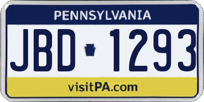 PA license plate JBD1293