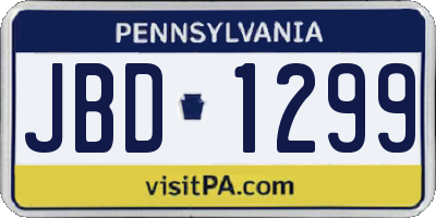 PA license plate JBD1299