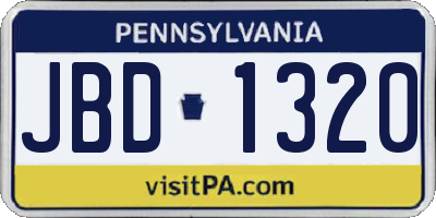 PA license plate JBD1320