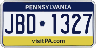 PA license plate JBD1327