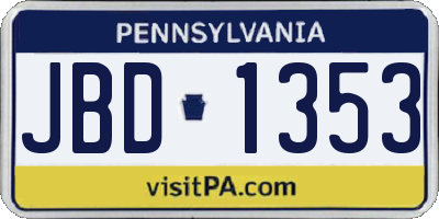 PA license plate JBD1353