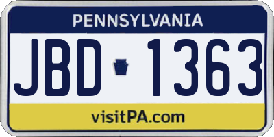 PA license plate JBD1363