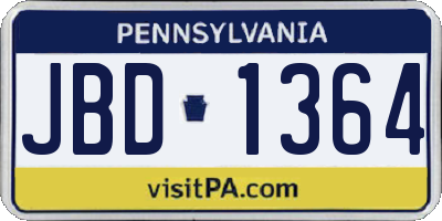 PA license plate JBD1364