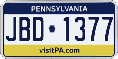 PA license plate JBD1377
