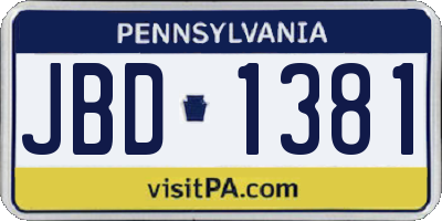PA license plate JBD1381