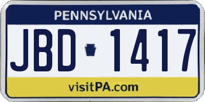 PA license plate JBD1417