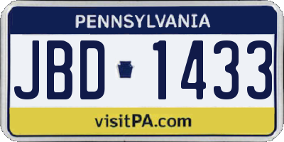 PA license plate JBD1433