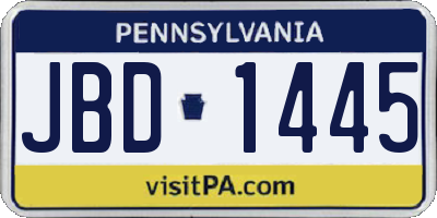 PA license plate JBD1445
