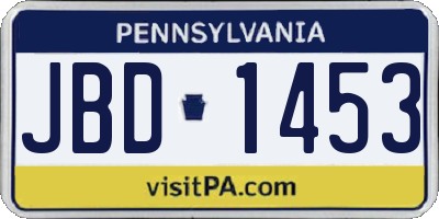 PA license plate JBD1453