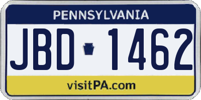 PA license plate JBD1462