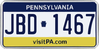 PA license plate JBD1467