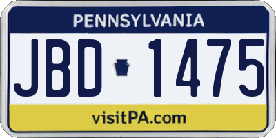 PA license plate JBD1475