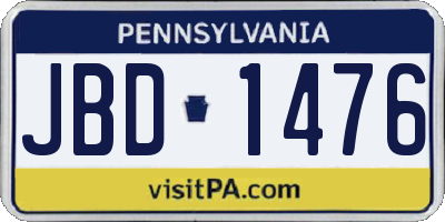 PA license plate JBD1476