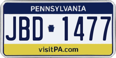 PA license plate JBD1477