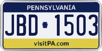 PA license plate JBD1503